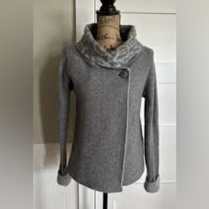 Chiaramente Cardigan Grey Wool blend Wrap Sweater Leopard collar Made in Italy